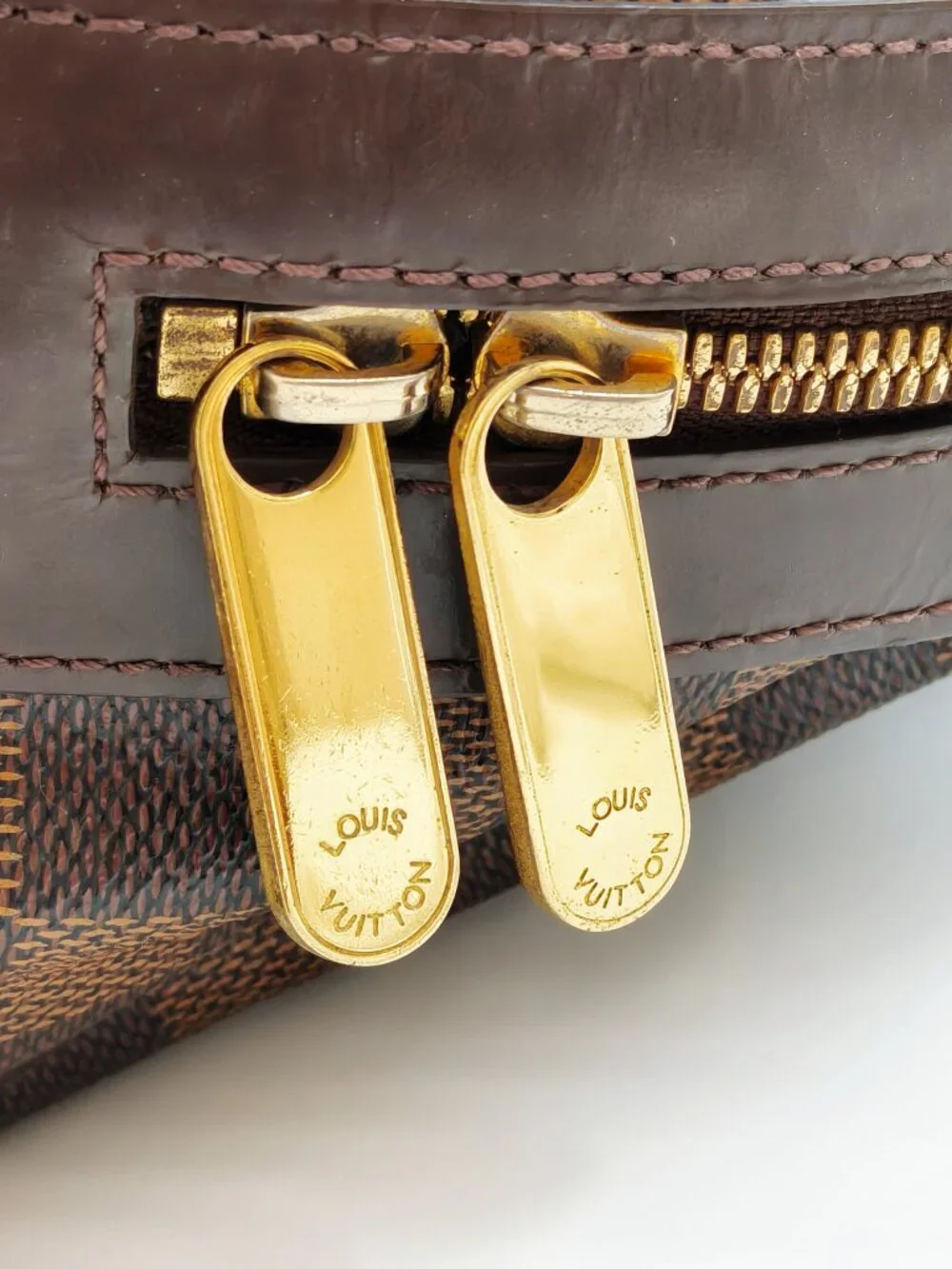 Louis Vuitton Berkeley Damier Ebene Canvas Satchel Handbag Gold Hardware - Picture 8 of 12